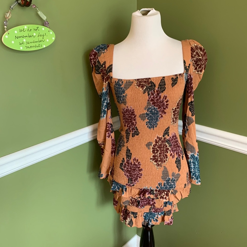 Shophopes ruched floral print fall dress